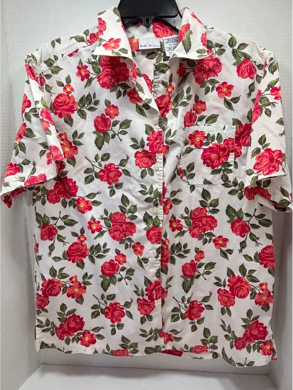 Bobbie Brooks white floral short sleeve button-up shirt